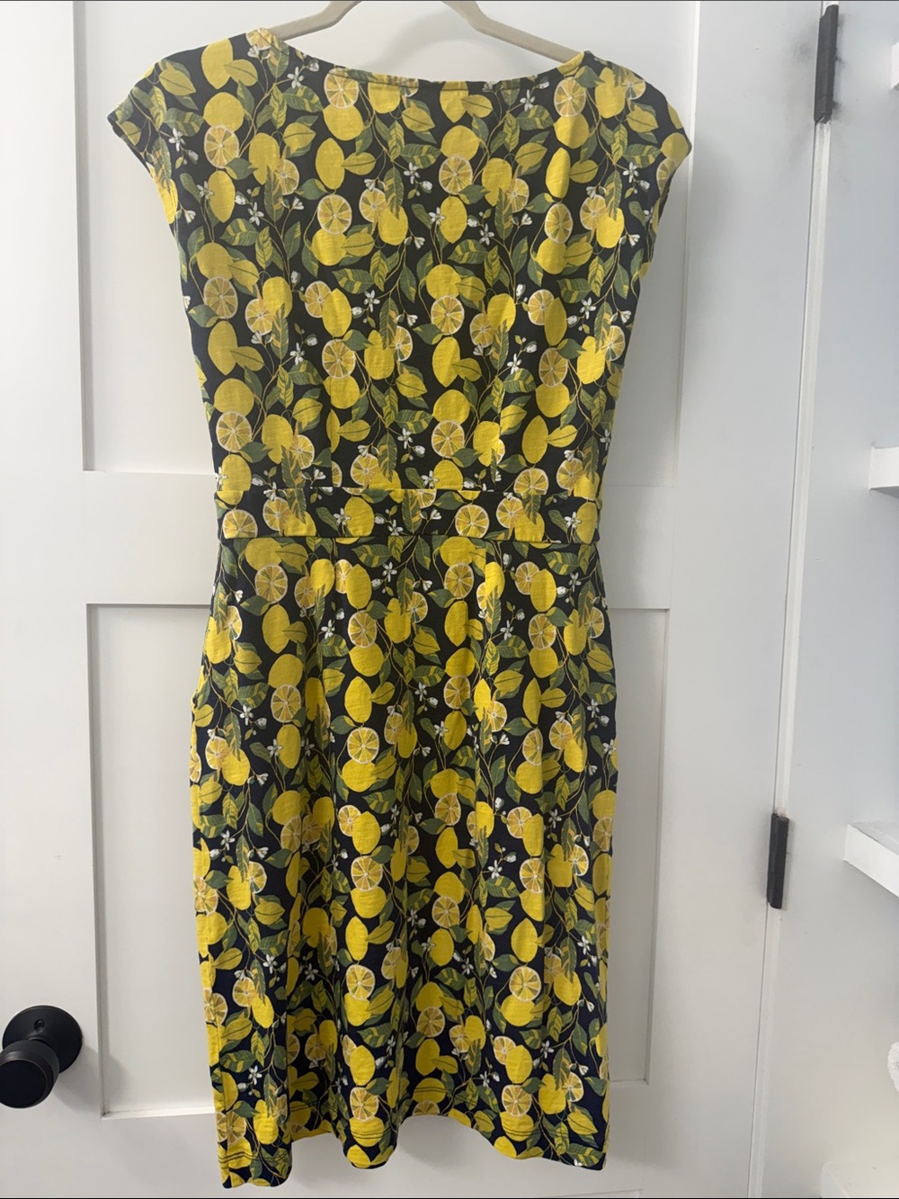 Boden Jersey Dress in Navy and Yellow Lemon Print - Picture 5 of 10